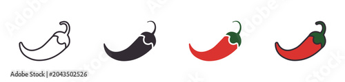 Fotografie Pepper Chili Icon Set, hot chili pepper symbol, spicy food ingredient, cooking a