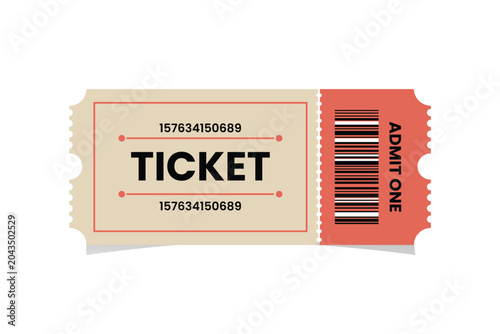 A generic ticket with a barcode on a for admission