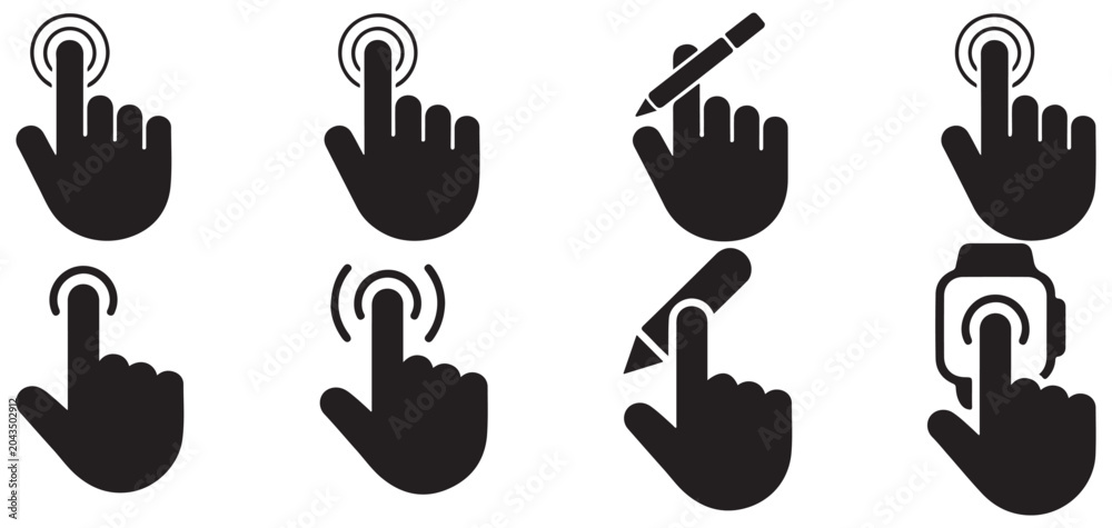 Fototapeta premium Touch screen finger gestures with interactive visual signals vector illustration eps 10