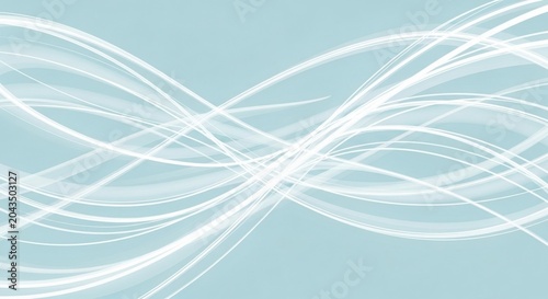 Abstract white lines on a light blue background creating a sense of movement and flow