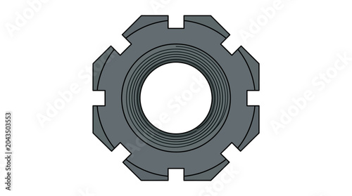 Photos Top down technical illustration of a notched mechanical lock nut