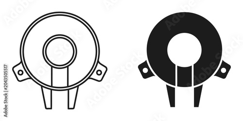 Photos Potentiometer knob component in black and white line drawing vector illustration