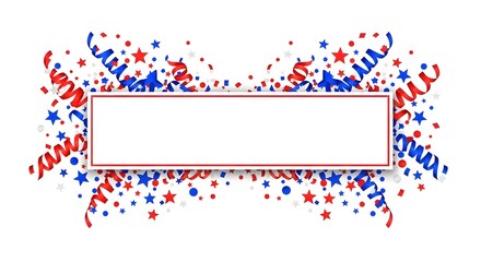 Patriotic celebration frame with confetti and stars fourth of july design element