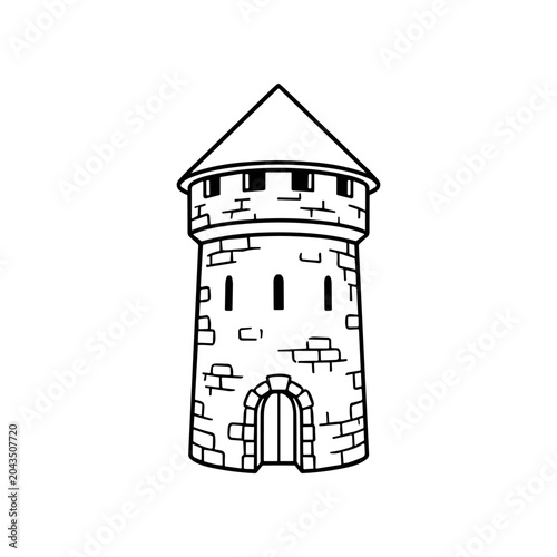 A tall stone castle watchtower structure.