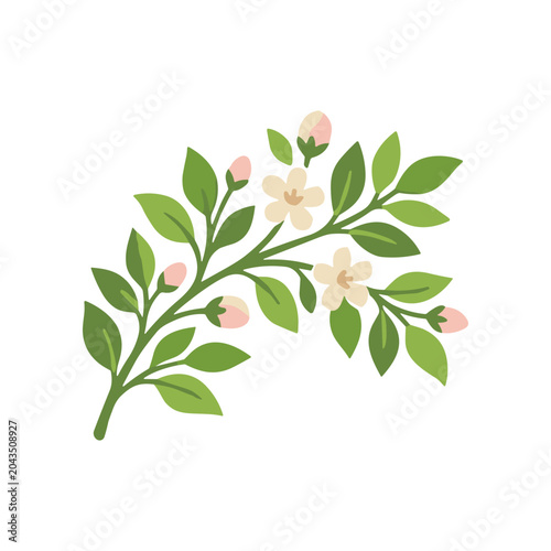 Canvastavla Floral branch with white flowers blooming.