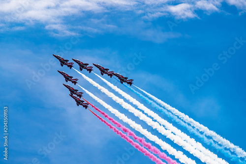 Obraz na plátně Red Arrows, Royal Air Force Aerobatic Team, Riviera Airshow 2026, Devon, England