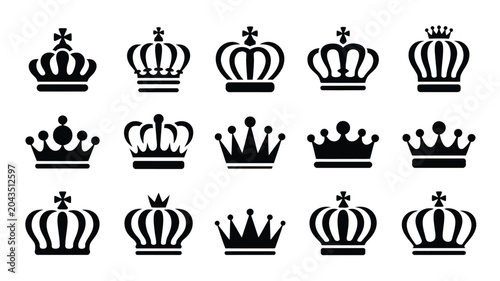Photos Set of royal crown emblems and royal symbols for monarchy and authority