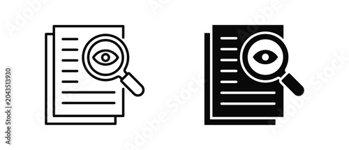 Foto Work Summary icon set with style outline and solid for design and presentation