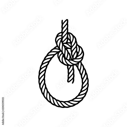 Tableau sur toile Noose made of rope hanging down.