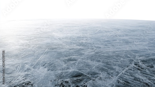 Pristine, scratch-marked ice surface under a bright white sky
