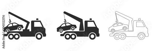 Foto Tow Truck Icon Set featuring car towing and roadside assistance symbols, emergen