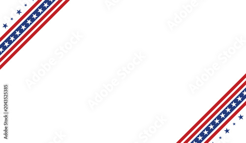 Patriotic American Flag Corner Border Background Vector Illustration for Independence Day Banner EPS