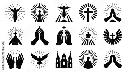 Photos Religious icon collection featuring jesus hands praying cross halo church wings spirit