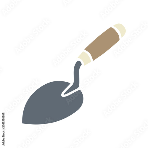 Foto Trowel with brown handle and blade.