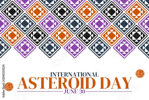 Photos International Asteroid Day June 30 vibrant geometric pattern and asteroid icons