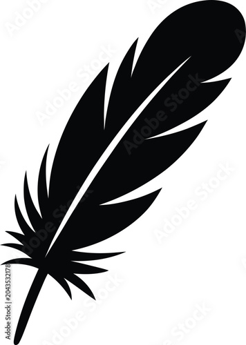 Canvas Print A vector image showing a black feather, soft and delicate, on a transparent background