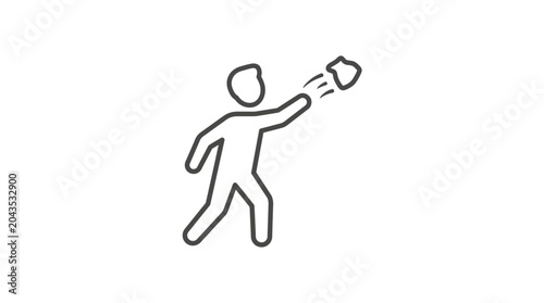Photos A simple line art icon of a person throwing a small object.