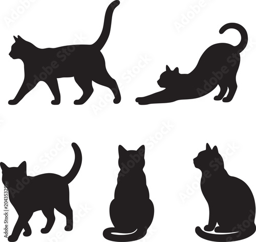 5 Cat Silhouette Bundle, Pet Lover