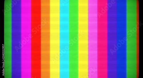 Retro television color bars test pattern with vintage crt scanline effect
