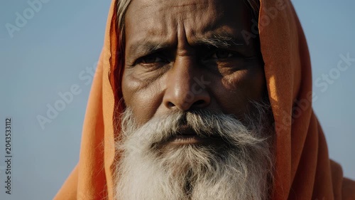 Close Up Portrait Of Indian Holy Man