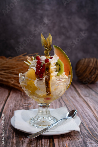 ice cream with fruits