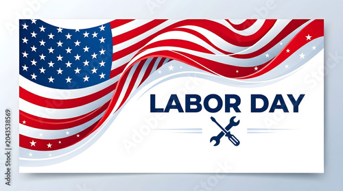 American labor day greeting card with patriotic flag design