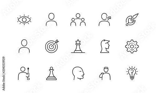 Φωτογραφία Leadership web icons in line style