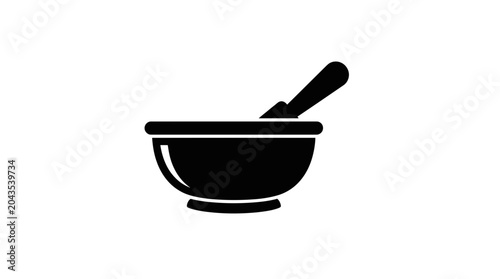 Cuadro en lienzo A black silhouette icon of a mortar and pestle used for grinding ingredients