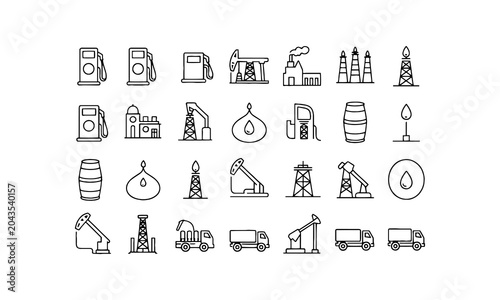 Konstfotografi Oil and Gas web icons in line style