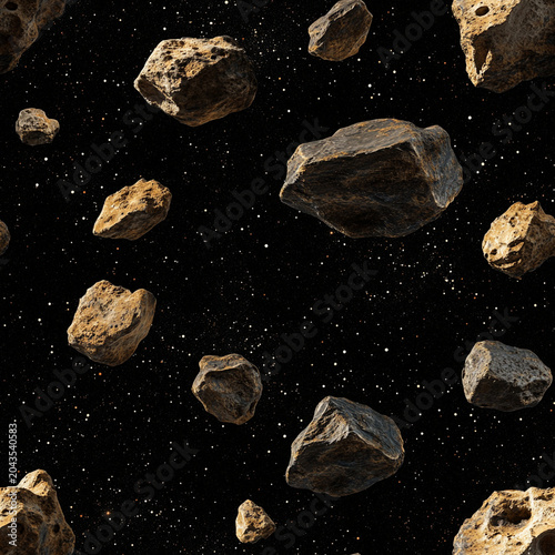 Seamless texture of asteroids in space