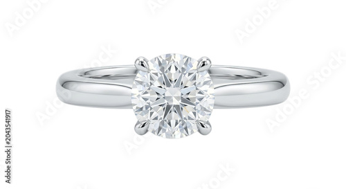 Foto Elegant solitaire diamond engagement ring with a polished platinum band