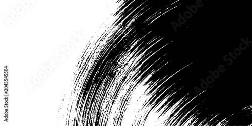 Obraz na plátně Abstract black brush stroke on a white background, suggesting artistic expression and minimalist design, perfect for creative projects