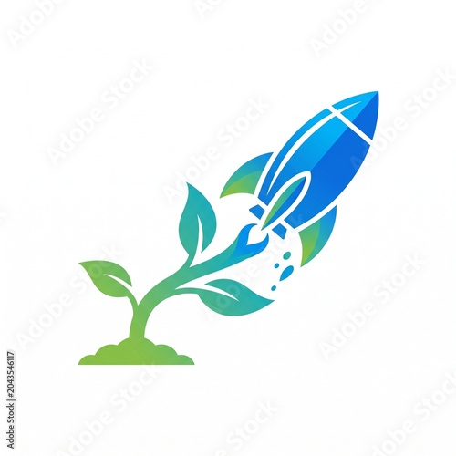 Minimalist plant growth icon with water droplet and leaf in flat design