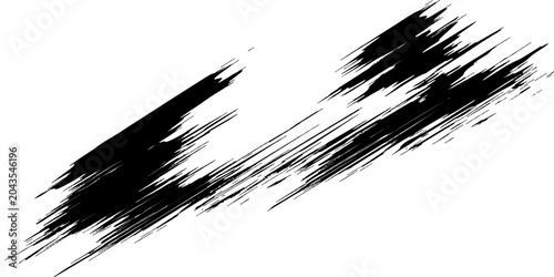 Photos Black abstract brush stroke pattern against a white background.