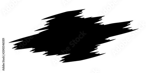 Abstract black jagged brush stroke pattern, isolated on a white background, conveying a sense of raw energy and artistic expression.