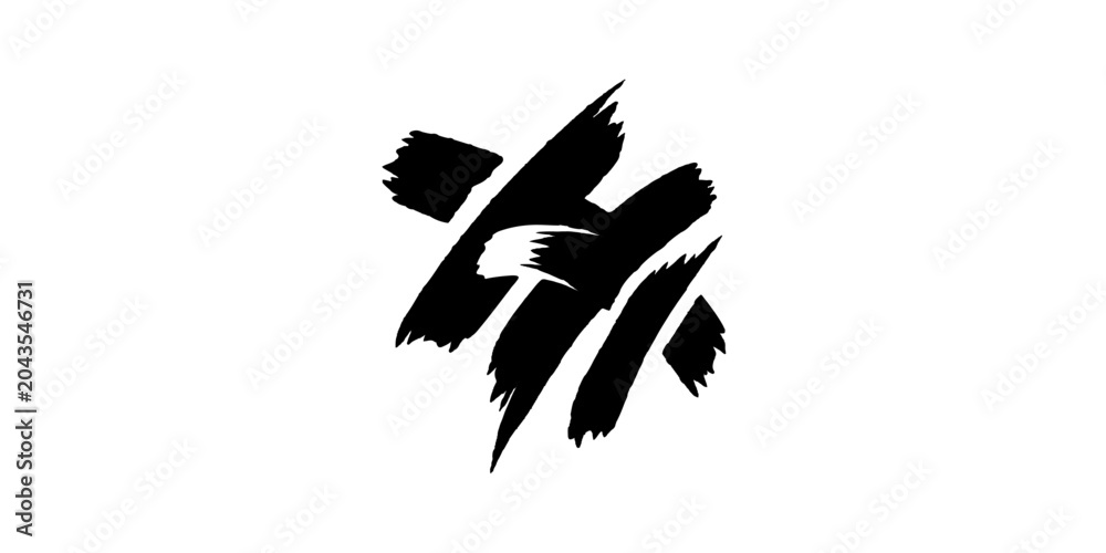 Fototapeta premium Abstract black ink brush strokes on white background.