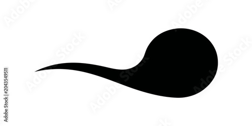 Tableau sur toile A bold, minimalist black abstract shape with a flowing, curved form, suggesting movement or a cosmic entity against a clean white background