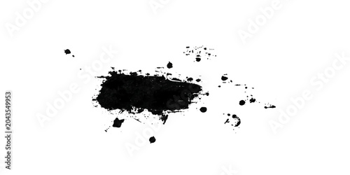 Foto A dynamic splash of black ink, rendered with rough texture and splattered droplets, suggests an artistic, abstract, and messy expression