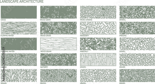 Bild auf Leinwand Landscape architecture rendering textures and material patterns for site plan gr