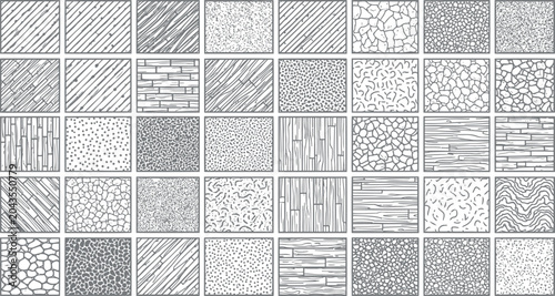 Fotografie Set of standard architectural hatch patterns for cad and technical drafting with
