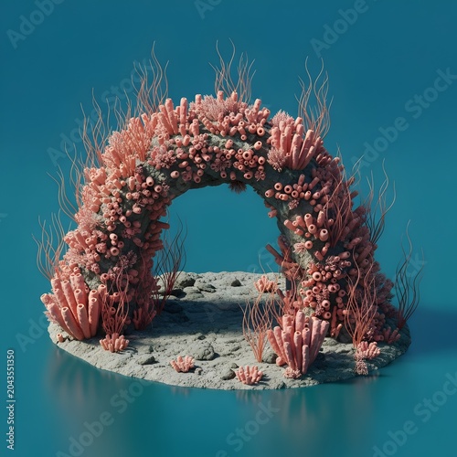 Coral reef archway underwater landscape scene.