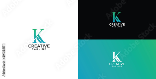 Quadro su tela Creative K Letter Logo Design Inspiration With Gradient Colors On Dark And Light