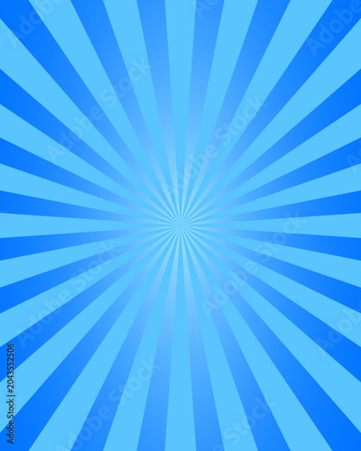 Abstract sunburst blue radial sunrays vertical background for social media, advertisement, presentations, product showcase and modern designs. Sunbeam flat style backdrop. Vector illustration.