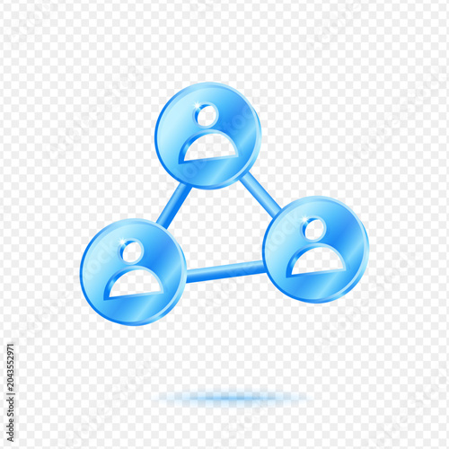 Network People Connection, 3D Blue Glossy Community Icon