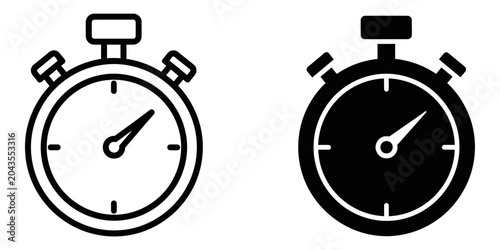 Fotografia Stopwatch icons in outline and solid fill for time measurement and countdown con