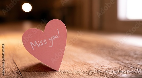 Pink heart-shaped note with 