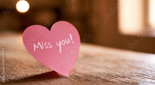 Pink heart-shaped note with 