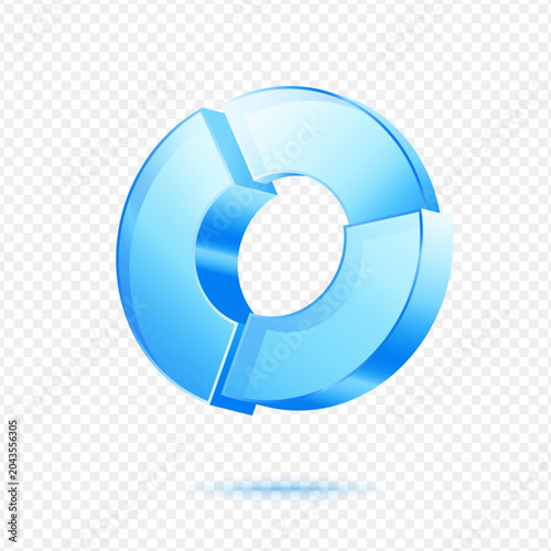 Donut Chart Analytics Data, 3D Blue Glossy Statistics Icon