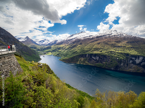 Norwegian Fjord with tourist lookout