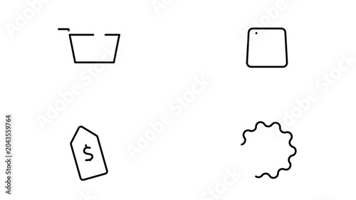 4K E-Commerce Checkout Icon Pack Dynamic Line Forming Drawing Effect on Transparent Background for Retail Sales